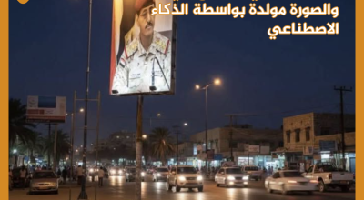 صورة العقيلي لم ترفع في عدن والصورة   مولدة بواسطة الذكاء الاصطناعي