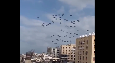 Aid airdrop over Gaza Strip video recirculates as recent Israeli airdrop