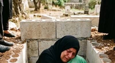 صورة مولدة بالذكاء الاصطناعي لوداع الشهيد وسام نجمة في جنوب لبنان 