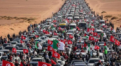 انتشار صورة مولدة بالذكاء الاصطناعي مع الإدعاء أنها لقافلة الصمود 