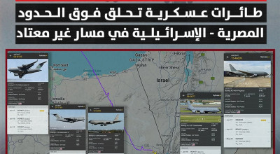 متصدقش ترصد تمركز طائرات تزويد بالوقود أمريكية في أوروبا استعدادًا للحرب طائرات عسكرية تحلق فوق الحدود المصرية - الإسرائيلية في مسار غير معتاد