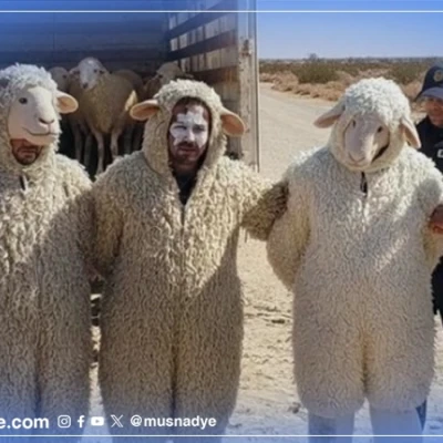 صورة المتنكرين بزي خراف مجهولي الهوية لا علاقة لها بيمنيين