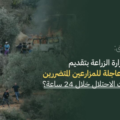 كاشف يتحقق: هل تقوم وزارة الزراعة بتقديم مساعدات عاجلة للمزارعين  المتضررين من اعتداءات الاحتلال خلال 24 ساعة؟