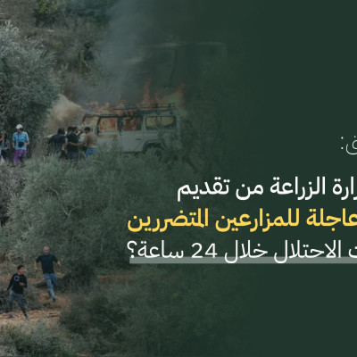 كاشف يتحقق: هل تقوم وزارة الزراعة بتقديم مساعدات عاجلة للمزارعين  المتضررين من اعتداءات الاحتلال خلال 24 ساعة؟