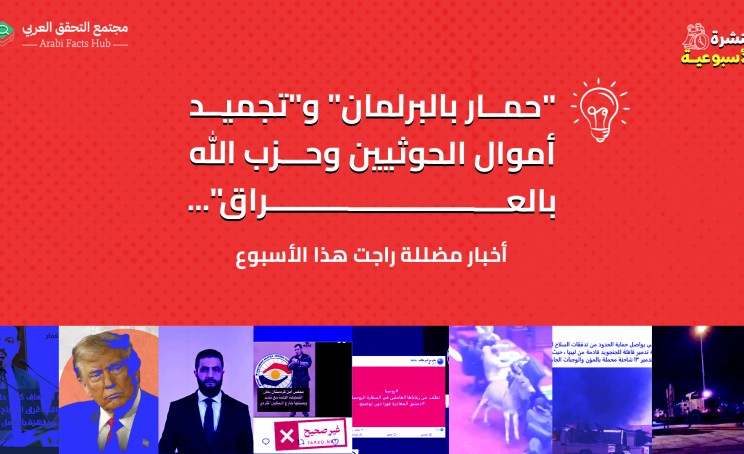 "حمار بالبرلمان" و"تجميد أموال الحوثيين وحزب الله بالعراق"... أخبار مضللة راجت هذا الأسبوع