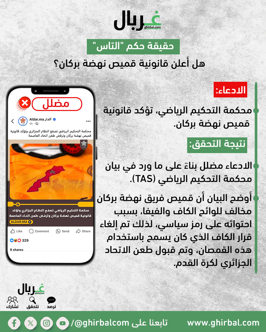 هل أعلن حكم التاس قانونية قميص نهضة بركان