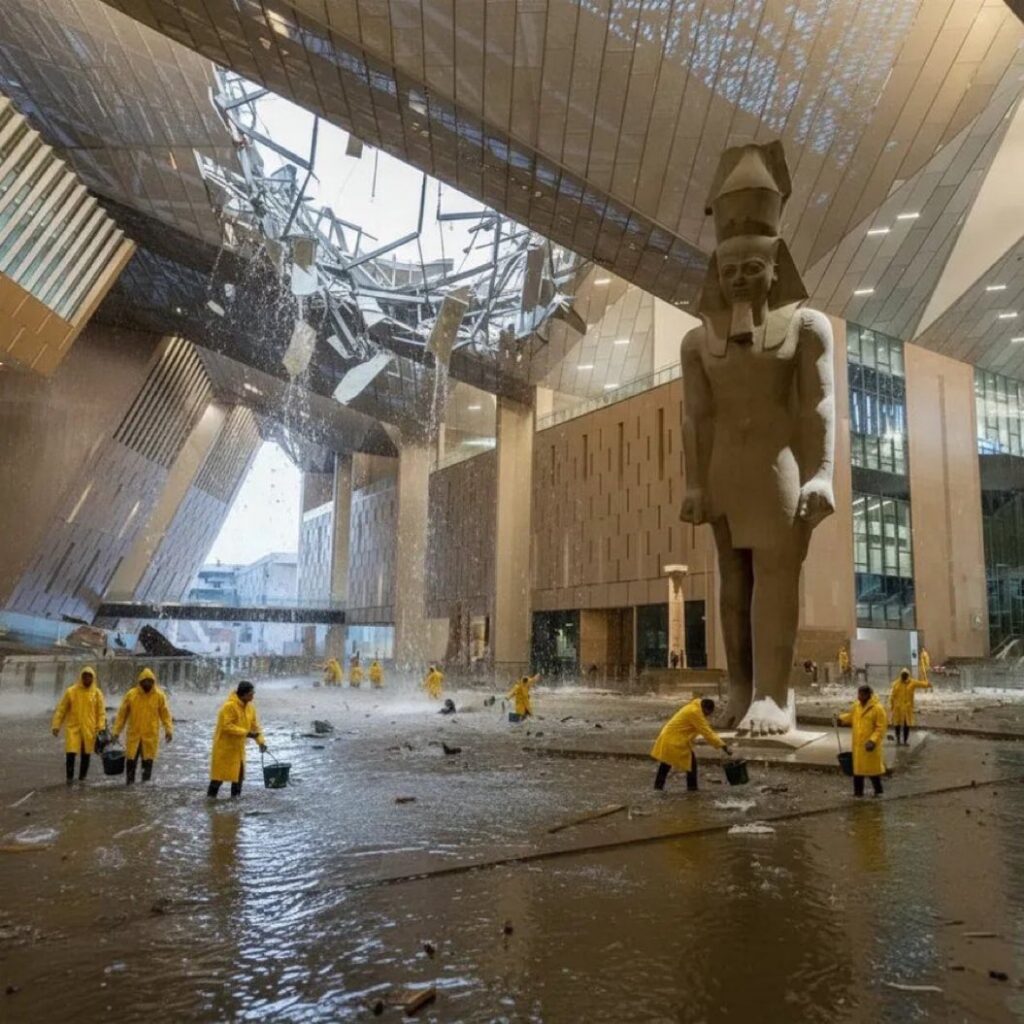 انتشار صورة ومقطع فيديو مولَّدين بالذكاء الاصطناعي مع الادعاء أنهما يوثّقان غرق المتحف المصري الكبير